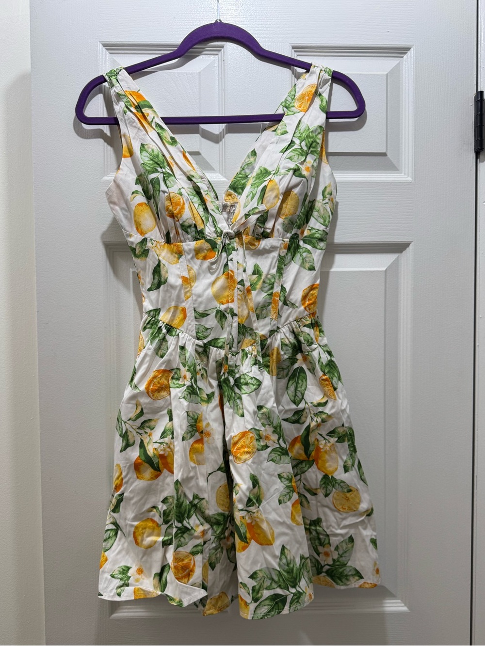 White Lemon Print Sundress